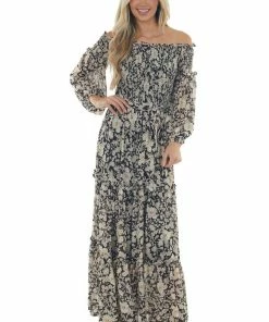 Flying Tomato Black Floral Print Off Shoulder Maxi Dress Dresses 19 Flying Tomato Black Floral Print Off Shoulder Maxi Dress Dresses