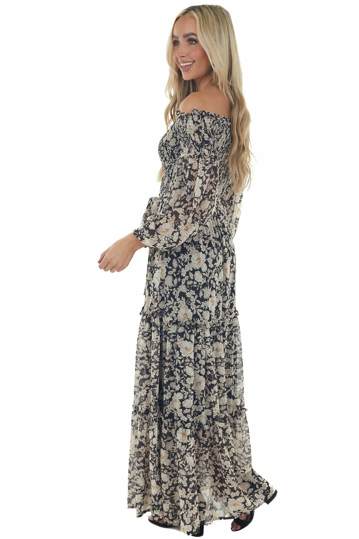 Flying Tomato Black Floral Print Off Shoulder Maxi Dress Dresses 7 Flying Tomato Black Floral Print Off Shoulder Maxi Dress Dresses