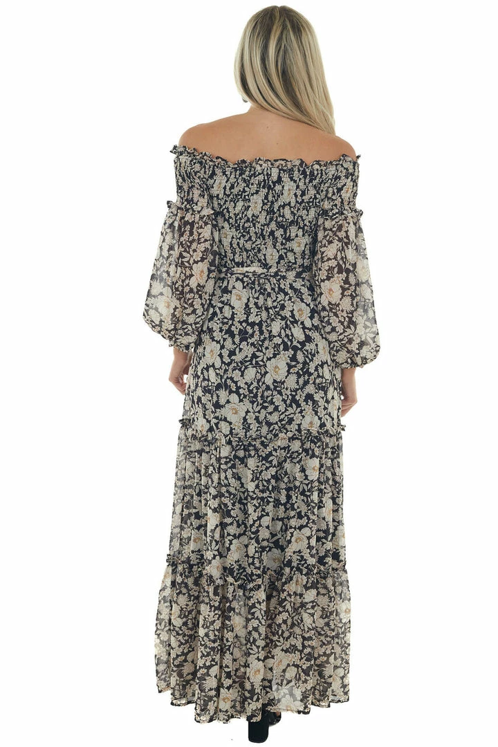 Flying Tomato Black Floral Print Off Shoulder Maxi Dress Dresses 8 Flying Tomato Black Floral Print Off Shoulder Maxi Dress Dresses