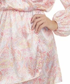 Peach Love Blush Paisley Surplice V Neck Satin Dress Dresses 27 Peach Love Blush Paisley Surplice V Neck Satin Dress Dresses