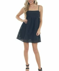 Entro Black Gingham Sleeveless Babydoll Mini Dress Dresses 15 Entro Black Gingham Sleeveless Babydoll Mini Dress Dresses