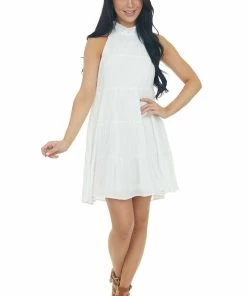 Entro Dresses Off White Halter Neck Tiered Short Dress 17 Entro Dresses Off White Halter Neck Tiered Short Dress