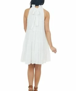 Entro Dresses Off White Halter Neck Tiered Short Dress 21 Entro Dresses Off White Halter Neck Tiered Short Dress