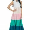 Entro Dresses Ivory Colorblock Sleeveless Woven Maxi Dress