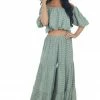 Entro Bottoms Jade Ditsy Floral Tiered Woven Wide Leg Pants