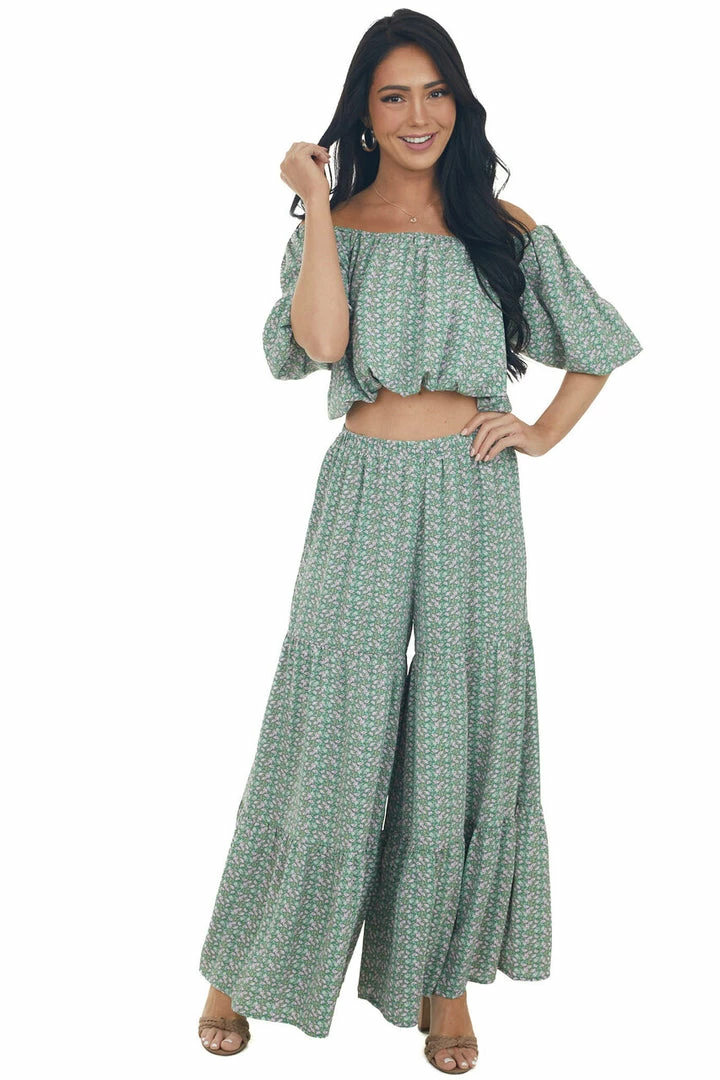 Entro Bottoms Jade Ditsy Floral Tiered Woven Wide Leg Pants 3 Entro Bottoms Jade Ditsy Floral Tiered Woven Wide Leg Pants