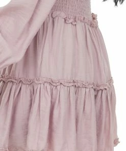 Peach Love Dresses Pale Mauve Off Shoulder Tiered Ruffle Dress