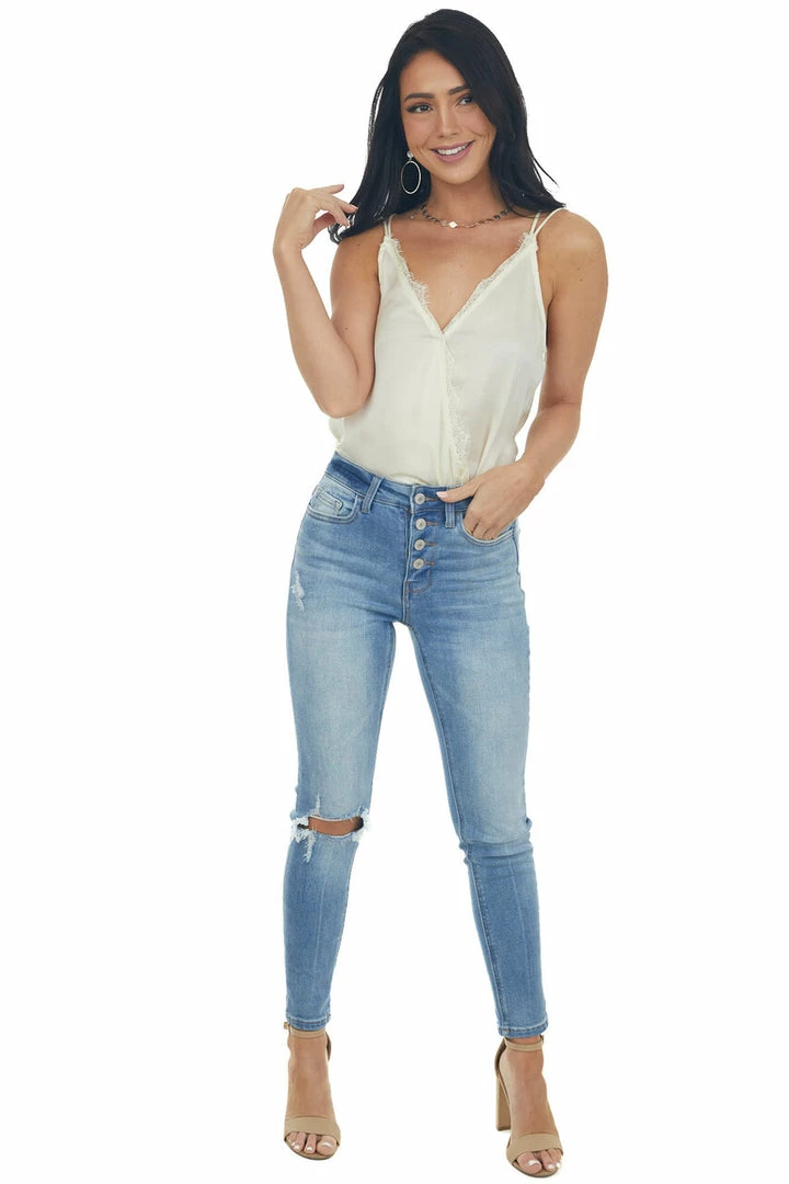 Wishlist Tops Ivory Surplice Woven Camisole Top With Lace Trim 5 Wishlist Tops Ivory Surplice Woven Camisole Top With Lace Trim