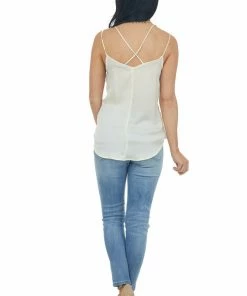 Wishlist Tops Ivory Surplice Woven Camisole Top With Lace Trim 27 Wishlist Tops Ivory Surplice Woven Camisole Top With Lace Trim