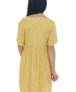 Cozy Co. Amber Ditsy Floral V Neck Babydoll Short Dress