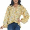 Entro Amber Floral Print Bubble Sleeve Blouse Tops