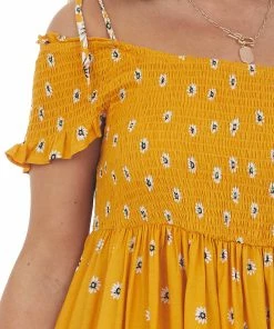 Easel Amber Floral Print Cold Shoulder Short Dress