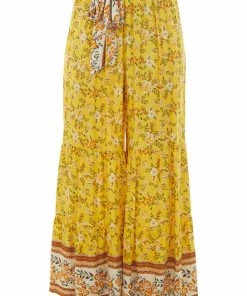 Ces Femme Bottoms Amber Floral Print Wide Leg Waist Tie Pants