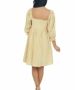 Sweet Lemon Dresses Amber Gingham Babydoll Square Neck Mini Dress 21 Sweet Lemon Dresses Amber Gingham Babydoll Square Neck Mini Dress