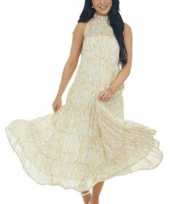 Entro Amber Printed Halter Neck Tiered Midi Dress 13 Entro Amber Printed Halter Neck Tiered Midi Dress