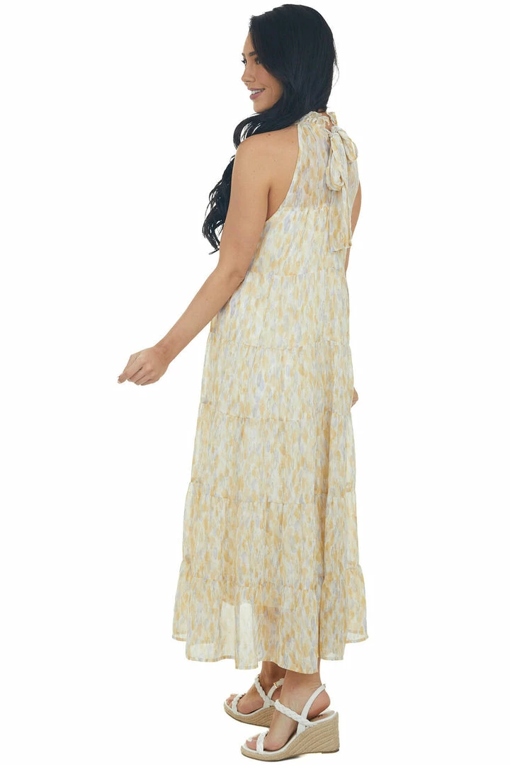 Entro Amber Printed Halter Neck Tiered Midi Dress 7 Entro Amber Printed Halter Neck Tiered Midi Dress