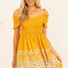 Easel Amber Floral Print Cold Shoulder Short Dress