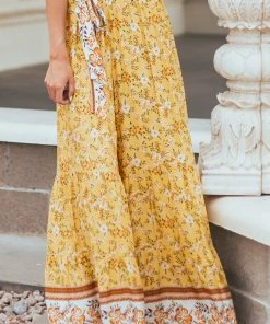 Ces Femme Bottoms Amber Floral Print Wide Leg Waist Tie Pants