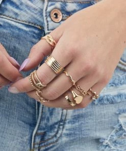 Boho Antique Gold 11 Piece Assorted Ring Set Accessories
