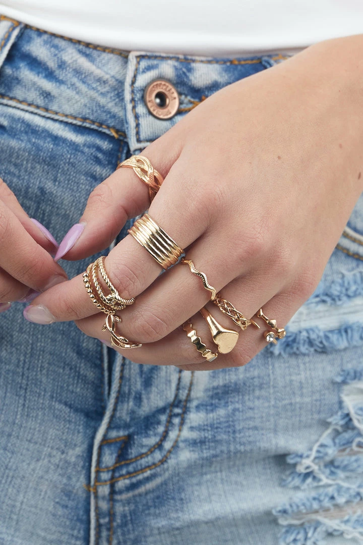 Boho Antique Gold 11 Piece Assorted Ring Set Accessories 4 Boho Antique Gold 11 Piece Assorted Ring Set Accessories