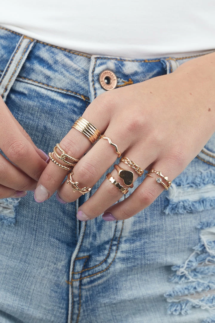 Boho Antique Gold 11 Piece Assorted Ring Set Accessories 5 Boho Antique Gold 11 Piece Assorted Ring Set Accessories