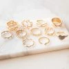 Boho Antique Gold 11 Piece Assorted Ring Set Accessories