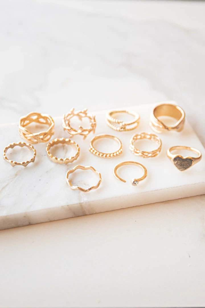 Boho Antique Gold 11 Piece Assorted Ring Set Accessories 3 Boho Antique Gold 11 Piece Assorted Ring Set Accessories
