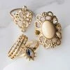 Fame Accessories Antique Gold Filigree Stone 4 Piece Ring Set