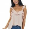 Doe & Rae Tops Apricot Chiffon Sleeveless Ruffle Cami Blouse 1 Doe & Rae Tops Apricot Chiffon Sleeveless Ruffle Cami Blouse