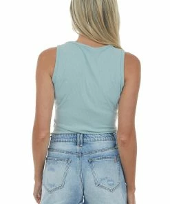 Vanilla Bay Arctic Blue Sleeveless Ribbed Knit Bodysuit Tops 12 Vanilla Bay Arctic Blue Sleeveless Ribbed Knit Bodysuit Tops