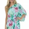 Caramela Dresses Arctic Blue Tropical Print One Shoulder Short Dress
