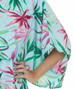 Caramela Dresses Arctic Blue Tropical Print One Shoulder Short Dress