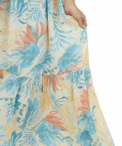 Lush Clothing Azure Tropical Print Plunging V Maxi Dress