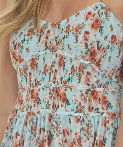 Umgee Baby Blue Floral Sleeveless Pleated Midi Dress 13 Umgee Baby Blue Floral Sleeveless Pleated Midi Dress