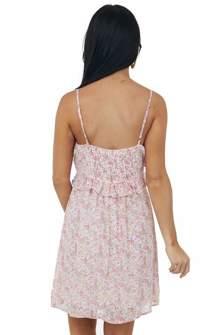 She + Sky Baby Pink Floral Sleeveless Babydoll Dress Dresses 9 She + Sky Baby Pink Floral Sleeveless Babydoll Dress Dresses