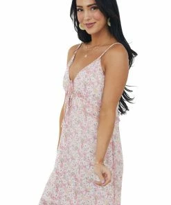 She + Sky Baby Pink Floral Sleeveless Babydoll Dress Dresses 15 She + Sky Baby Pink Floral Sleeveless Babydoll Dress Dresses