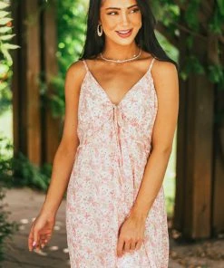 She + Sky Baby Pink Floral Sleeveless Babydoll Dress Dresses