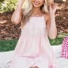 HYFVE Baby Pink Gingham Stripe Print Tiered Dress 2 HYFVE Baby Pink Gingham Stripe Print Tiered Dress