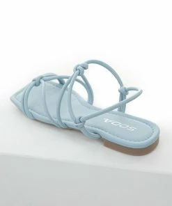 FORTUNE DYNAMIC Shoes Baby Blue Faux Leather Strappy Open Toe Sandal
