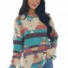 IWT Brands Beige Multicolor Aztec Print Long Sleeve Top Tops