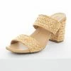 MIA Beige Braided Straw Block Heel Double Strap Mules Shoes