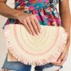 Avenue Zoe Beige Straw Convertible Clutch Purse With Fringe Accessories