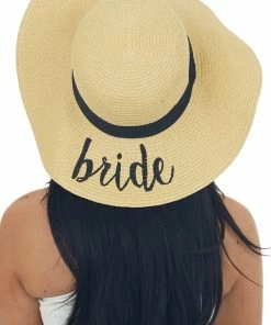 Wona Trading Beige 'Bride' Embroidered Straw Sun Hat Accessories
