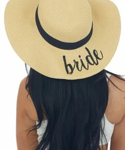 Wona Trading Beige 'Bride' Embroidered Straw Sun Hat Accessories