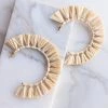 Fame Accessories Beige And Gold Raffia Fan Hoop Earrings