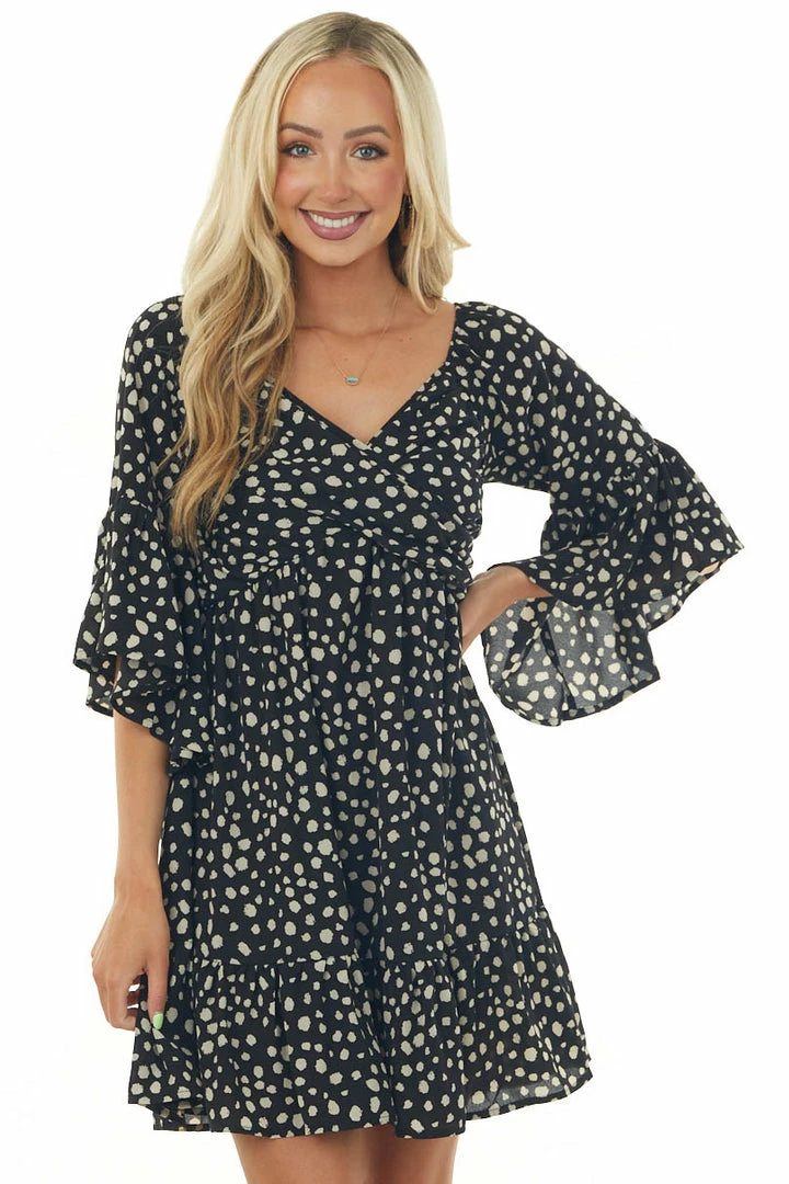 Umgee Dresses Black Animal Print Ruffle Angel Sleeve Dress 3 Umgee Dresses Black Animal Print Ruffle Angel Sleeve Dress