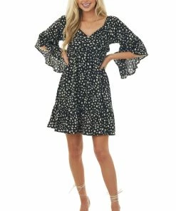 Umgee Dresses Black Animal Print Ruffle Angel Sleeve Dress 10 Umgee Dresses Black Animal Print Ruffle Angel Sleeve Dress