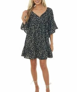 Umgee Dresses Black Animal Print Ruffle Angel Sleeve Dress 11 Umgee Dresses Black Animal Print Ruffle Angel Sleeve Dress