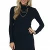 Heart & Hips Dresses Black Brushed Knit Turtleneck Dress With Long Sleeves 1 Heart & Hips Dresses Black Brushed Knit Turtleneck Dress With Long Sleeves
