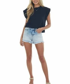 Ces Femme Tops Black Crew Neck Sleeveless Muscle Tee